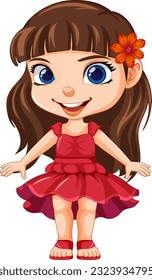 Adorable Girl in Cute Dress Vector illustration