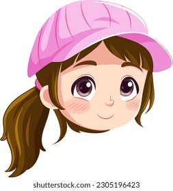 Adorable Girl Face on White Background illustration