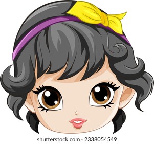 Adorable Girl Head Cartoon Character illustration