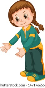 Adorable girl on isolated white background illustration