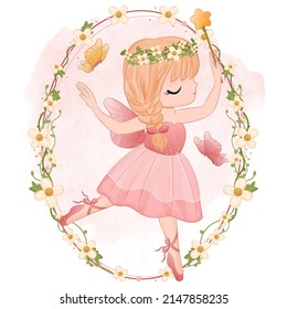 Adorable Girl With Pink Dress Illustration