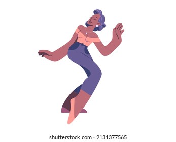 An adorable glamour woman dancing isolated on white background. Pin up style. Vector illustration EPS10