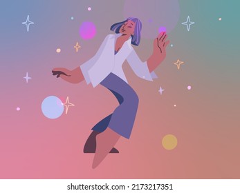 An adorable glamour woman dancing in night club. Vector illustration EPS10