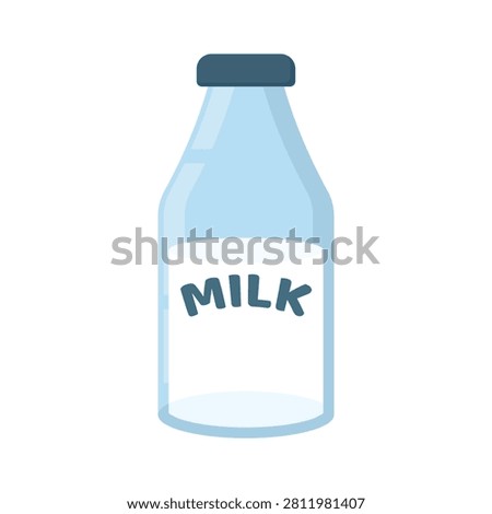 Adorable glass bottle filled with fresh white milk, symbolizing dairy products, healthy lifestyle, nutritious beverages, calcium, organic nutrition, breakfast, and food packaging design.