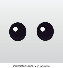 Adorable glossy black cartoon eyes with cute white highlights, perfect for children's branding, toy packaging, or friendly character designs. Simple and charming.