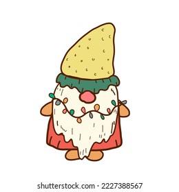 adorable gnomes for Xmas eve illustration. Dessert for Christmas on a white background. Happy holidays! This cartoon is great for printing on shirts, postcards, printable stationery, kids' items, etc.