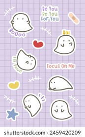 adorable gosh cartoon dan flat icon sticker design collection