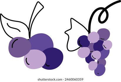 Adorables Ilustraciones de uvas | Lindos dibujos a mano | Para proyectos creativos | Diseño minimalista