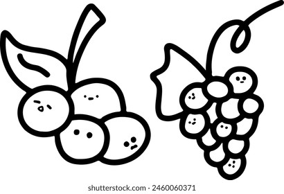 Adorable Grapes Illustrations | Cute Hand Drawings | For Creative Projects | Minimalist Design