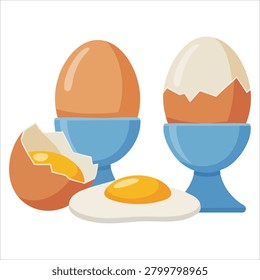 Adorable graphic of soft boiled eggs theme hard boiled egg scalable color