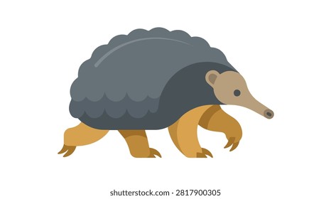 Adorable gray and brown hedgehog with spines walking through lush grass with leaves and natural habitat elements for wildlife photography and nature themes
