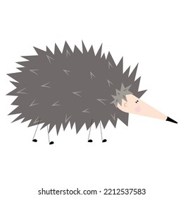 Adorable gray hedgehog in flat style. Vector clip art.