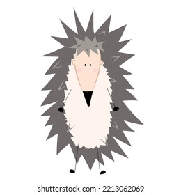 Adorable gray hedgehog in flat style. Vector clip art.
