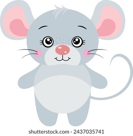 Adorable gray mouse isolated on white