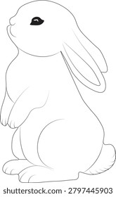 Adorable gray rabbit standing upright in side profile. Clean vector illustration featuring a cute bunny character with simple lines and soft colors. Perfect for children's books, animal-themed designs, stickers, educational materials, greeting cards, and digital projects.