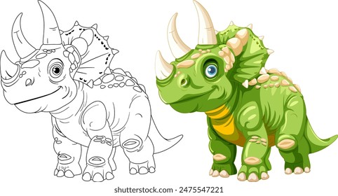 Adorable green dinosaur with detailed features
