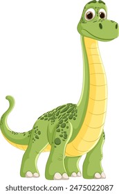 Adorable green dinosaur with a long neck