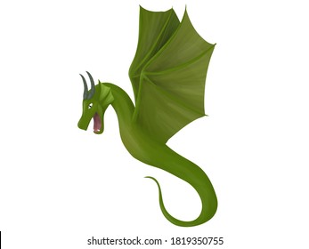 Adorable green Dragon Vector illustration