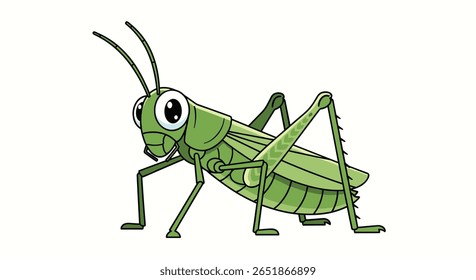 Adorable Green Grasshopper Character Illustration for Insect Enthusiasts and Nature Lovers