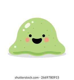 Adorable green slime character with a happy face perfect for children's designs and branding