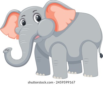 Adorable grey elephant with big pink ears
