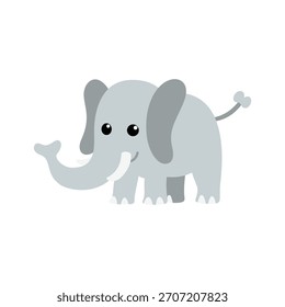 Adorable personaje de elefante gris en un estilo de dibujos animados simple perfecto para diseños de niños