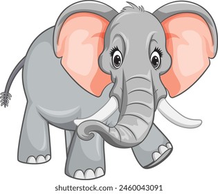 Adorable grey elephant with large pink ears