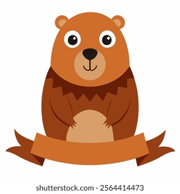 adorable groundhog cartoon on a white background