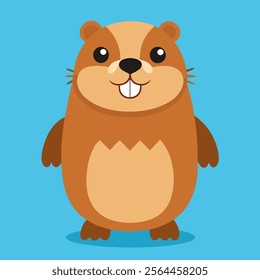 adorable groundhog character cartoon celebrating Groundhog Day 