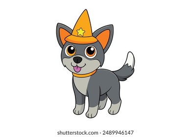 Adorable Halloween dog vector, perfect for cartoons, clipart, and line art designs