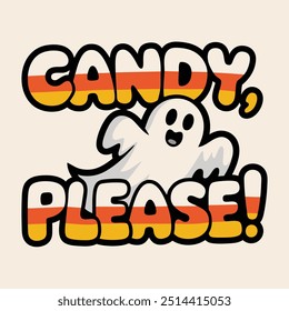 Adorable Halloween Ghost with Candy Bag – Cute Trick or Treat Design for Halloween, Perfect for T-Shirts, Posters, and More