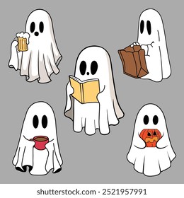 Adorable Halloween Ghosts Vector Collection