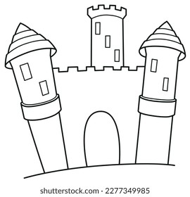 Adorable Halloween Haunted Castle: Charming Vector Drawing made in outline style, perfect to Decorate Your Spooky Festivities