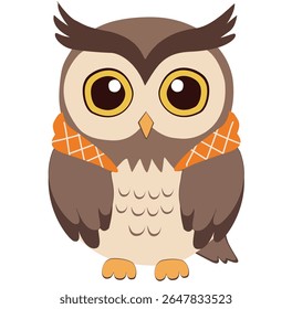 Adorable Halloween owl illustration in cartoon style, wearing a witch hat, ideal for spooky party invites, seasonal decorations