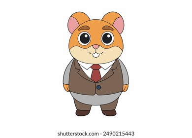 Adorable hamster as an accountant officer cartoon icon vector illustration. Perfect for business and finance themes, this cute and professional character adds a playful touch to your designs