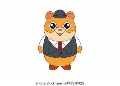 Adorable hamster as an accountant officer cartoon icon vector illustration. Perfect for business and finance themes, this cute and professional character adds a playful touch to your designs