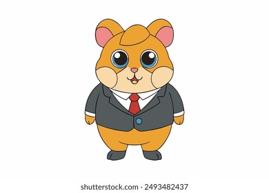 Adorable hamster as an accountant officer cartoon icon vector illustration. Perfect for business and finance themes, this cute and professional character adds a playful touch to your designs