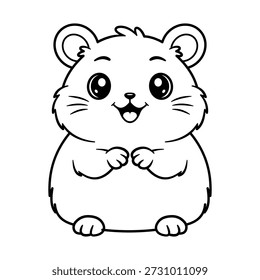 Adorable hamster character sitting hands together cheerful expression