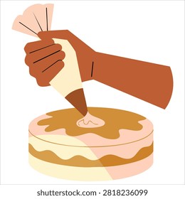Adorable Hand Decoration Cake Use Pastry Bag with Cream Cartoon