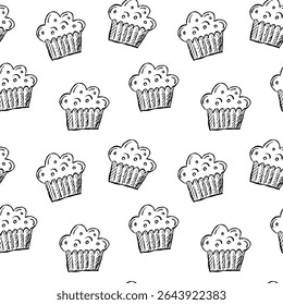 Adorable Hand Drawn Cupcake Pattern Perfect for Sweet Treat Designs and Celebrations