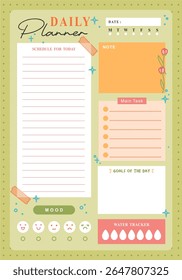 adorable hand drawn daily planner with mood tracker for stationery element design