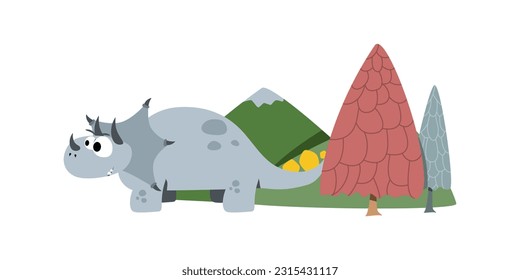 Adorable hand drawn dinosaur dinosaur characters. Vector illustration.