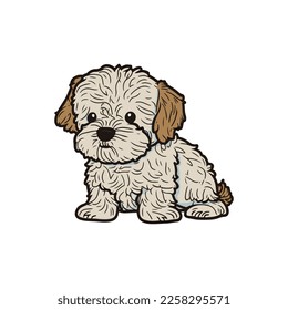 Adorable Hand Drawn Dog, A cute and whimsical illustration of a dog with a unique personality, perfect for children's rooms, baby nurseries, or animal lovers.