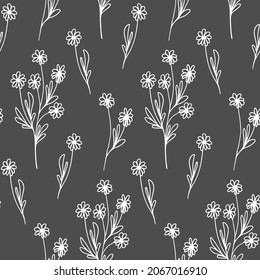 Adorable hand drawn flower seamless pattern vector illustration. Endless plant background.
