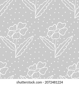 Adorable hand drawn flower seamless pattern vector illustration. Endless plant background.