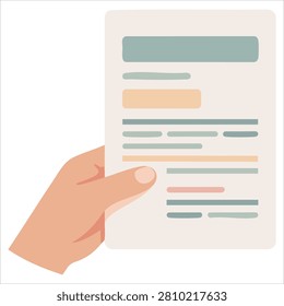 Adorable Hand Holding Document Icon Arm with Abstract Business Papers