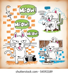 Adorable gato dibujado a mano