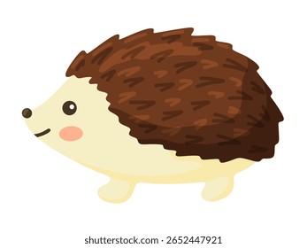 Um adorável desenho à mão ilustração de um ouriço bonito, amigável com penas castanhas características e uma barriga de cor clara. Esta arte digital encantadora é perfeita para livros infantis, animal-