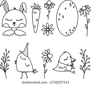 
Adorable Hand-Drawn Easter and Springtime Clipart Collection