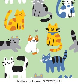 Adorable Colección de Ilustraciones de gato plano dibujado a mano